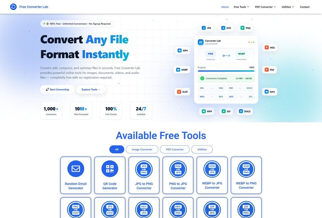 Free Converter Lab website screenshot
