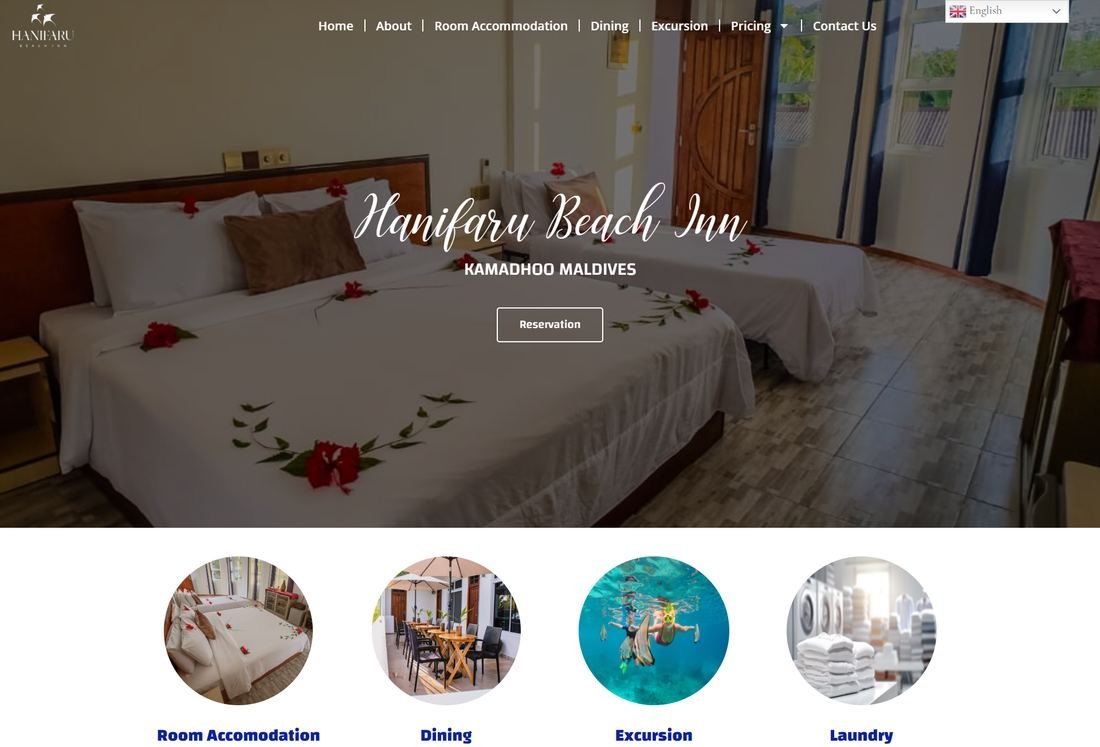 Hanifa Ru Beach Inn website screenshot