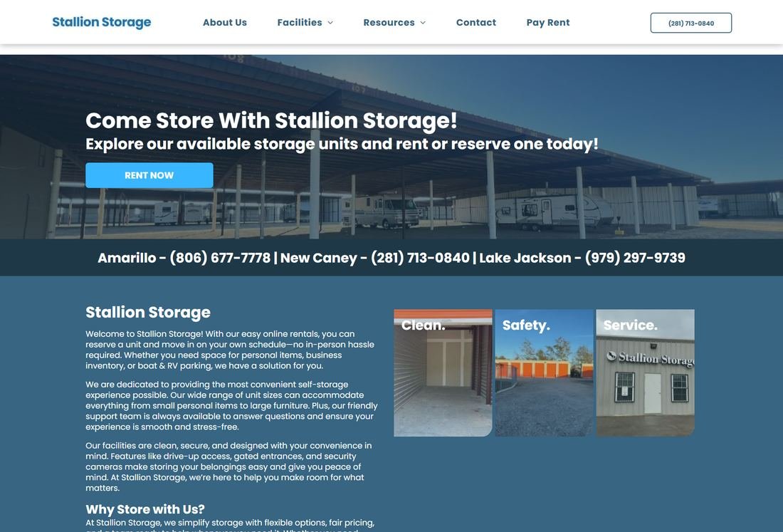 Stallion Storage TX website screenshot